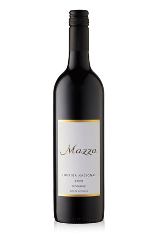 Wine bottle with 'Mazza Touriga Nacional 2020' on the label  background